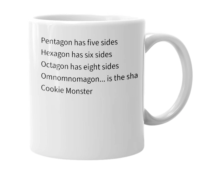 White mug with the definition of 'omnomnomagon'