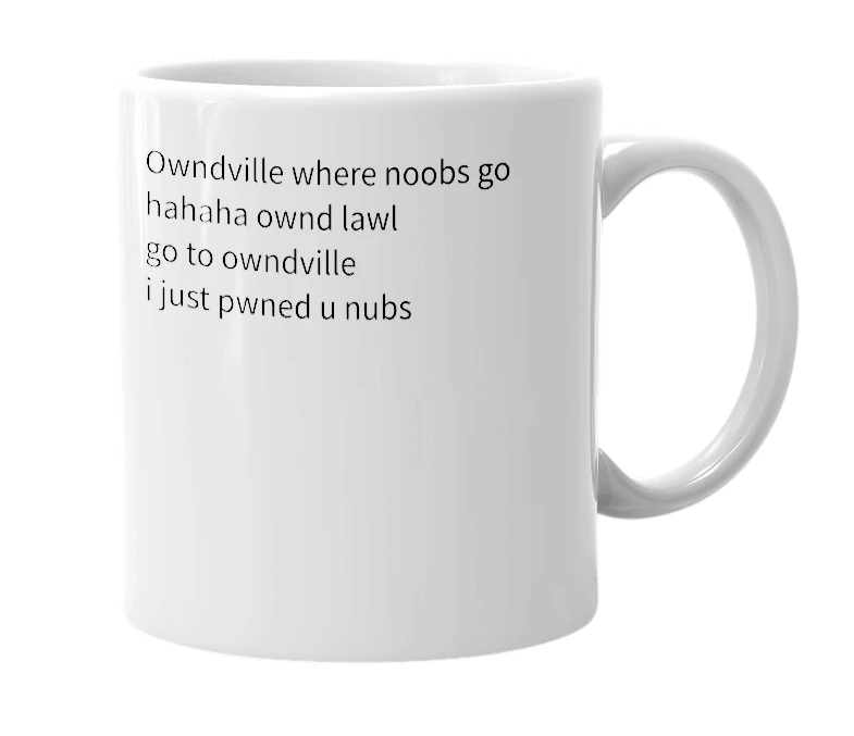 White mug with the definition of 'owndville'