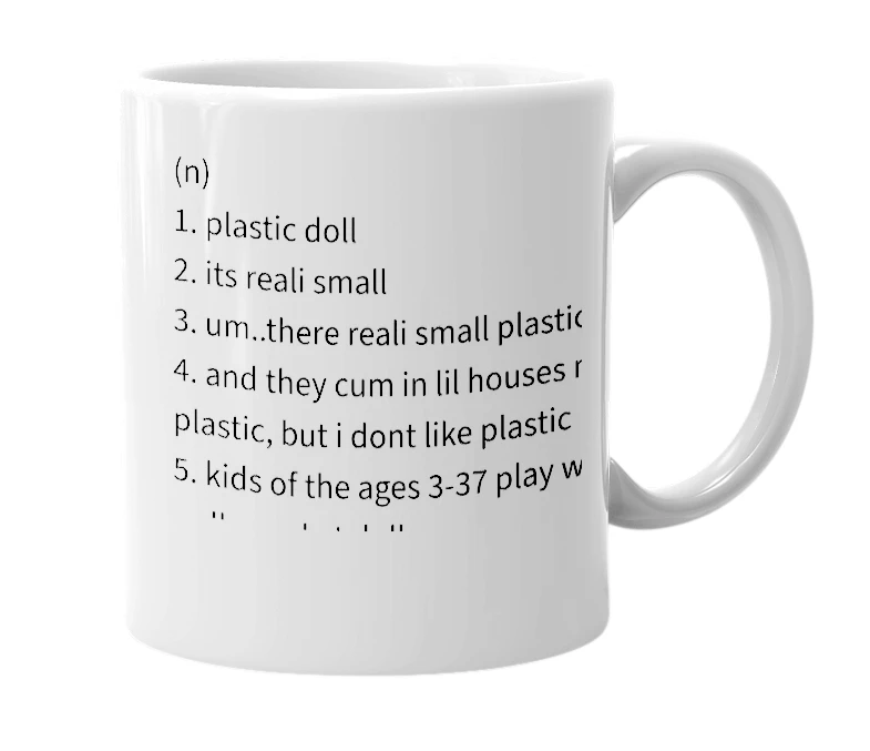 White mug with the definition of 'polly pocket'