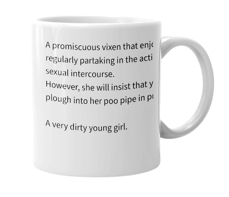 White mug with the definition of 'poo pipe princess'