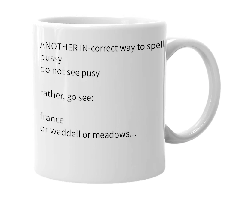 White mug with the definition of 'pu-c'