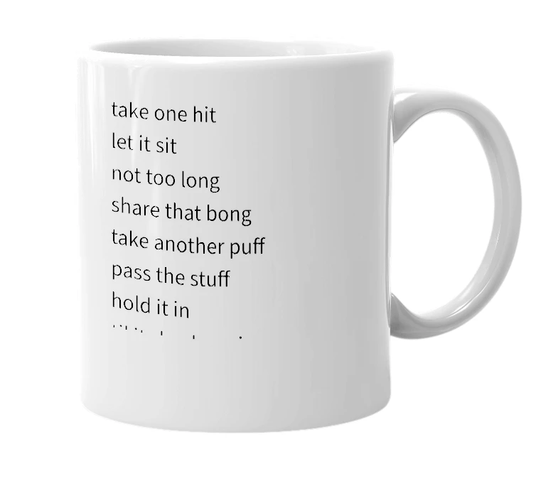 White mug with the definition of 'puff puff give'