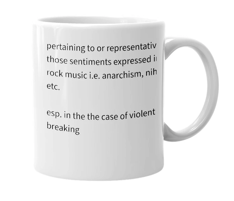 White mug with the definition of 'punk fucking rock'