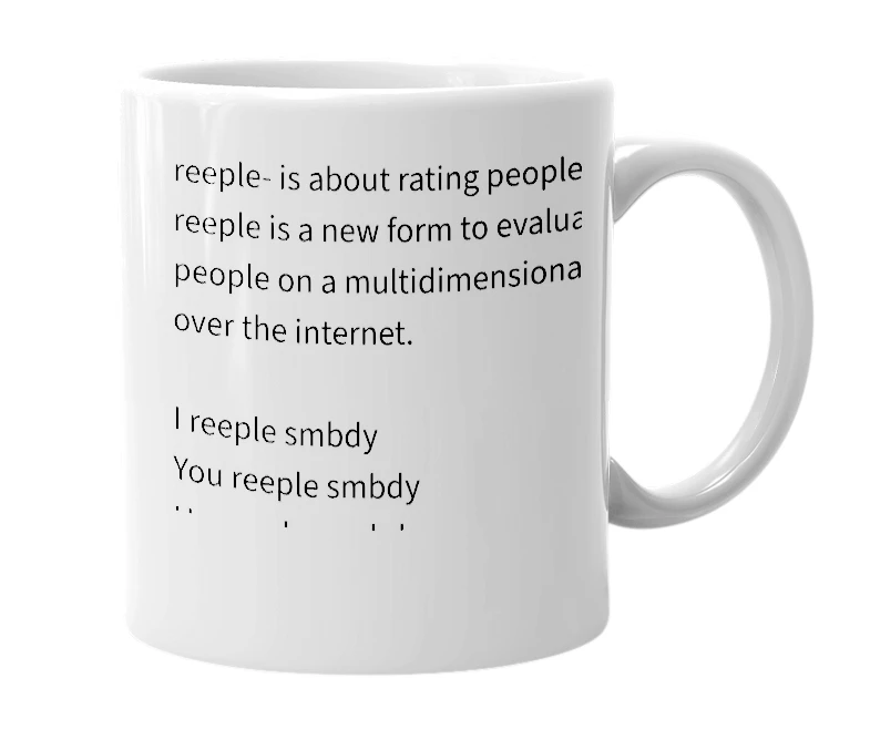 White mug with the definition of 'reeple'