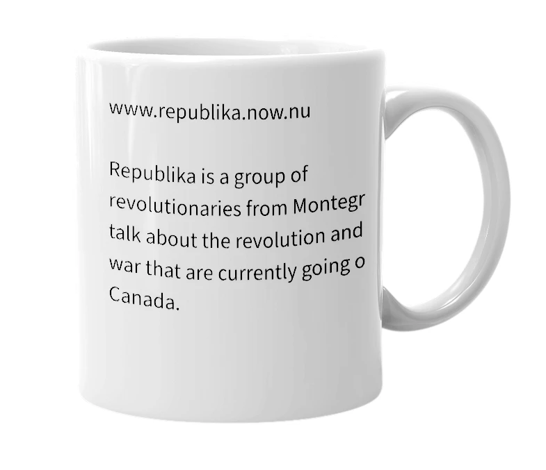 White mug with the definition of 'republika'