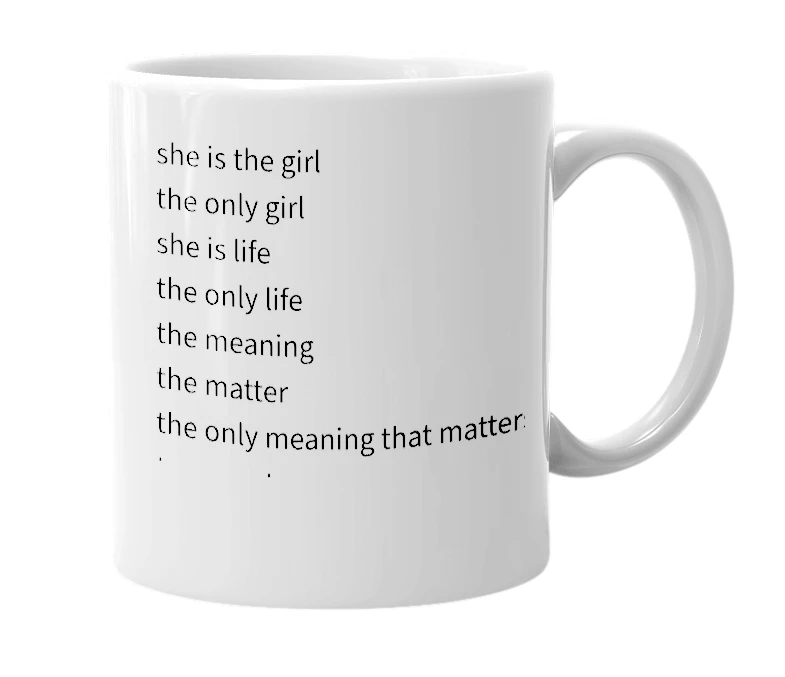 White mug with the definition of 'reyna'