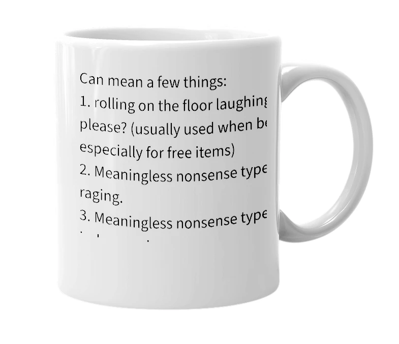 White mug with the definition of 'roflpl0x'