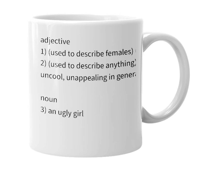 White mug with the definition of 'rong'