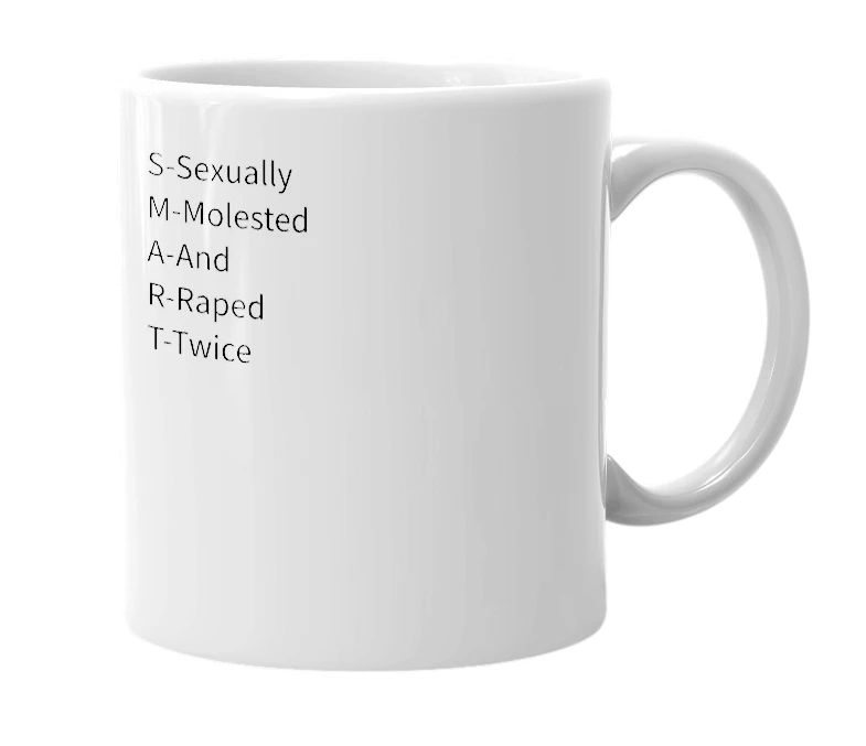 White mug with the definition of 's.m.a.r.t.'