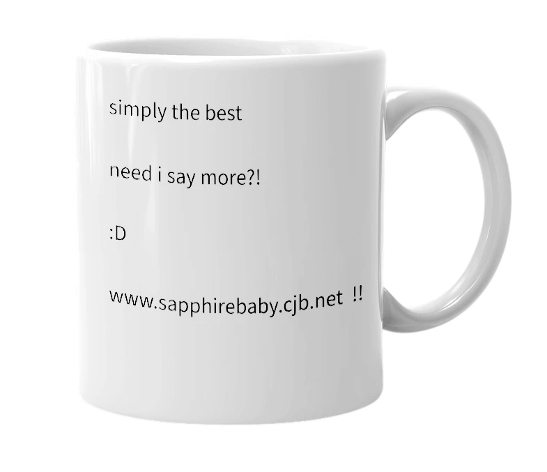 White mug with the definition of 'sapphirebaby'