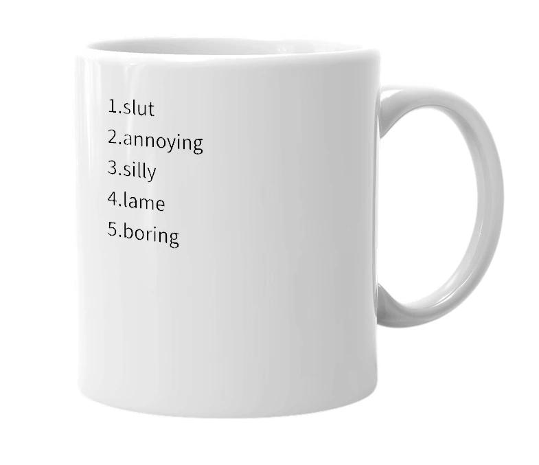 White mug with the definition of 'shluh'