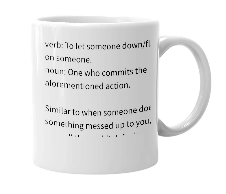 White mug with the definition of 'shnig'