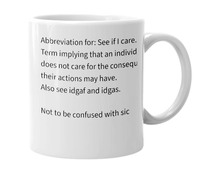 White mug with the definition of 'siic'