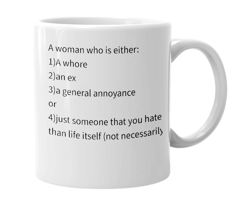 White mug with the definition of 'skank ass bitch'