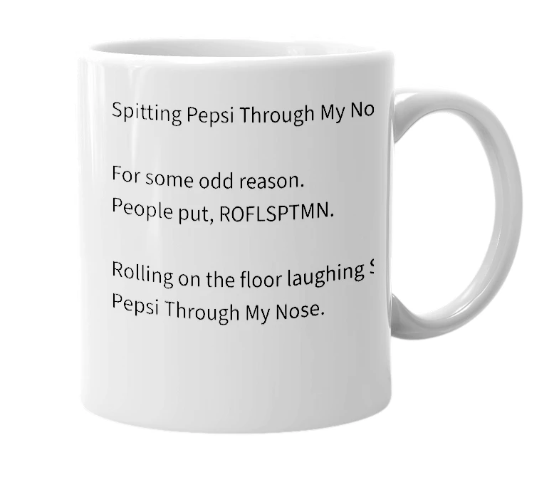 White mug with the definition of 'sptmn'