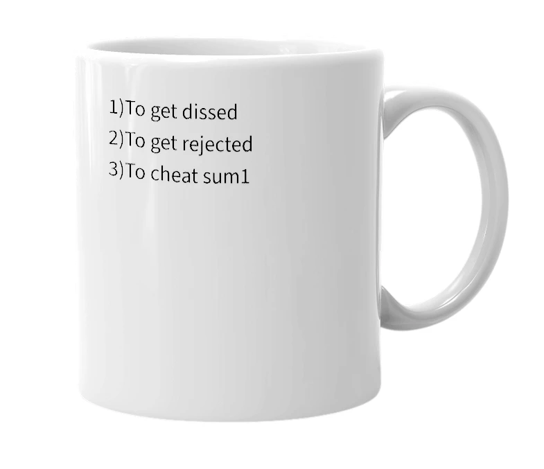 White mug with the definition of 'stiffed'