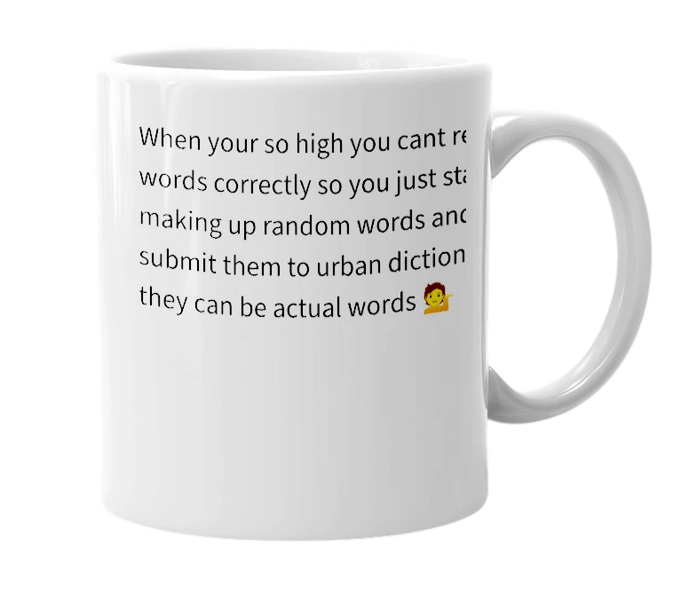 White mug with the definition of 'sweefing'