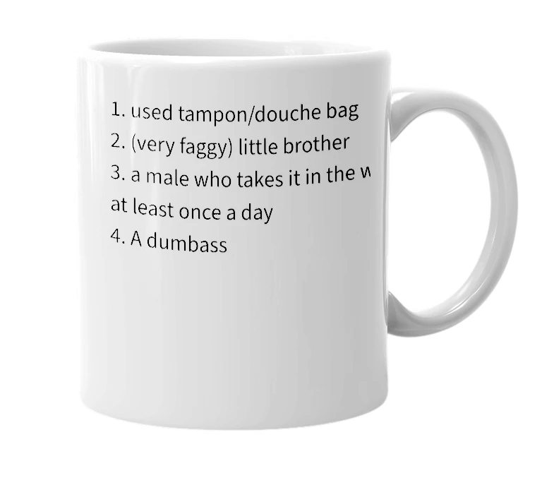 White mug with the definition of 'tampouche'