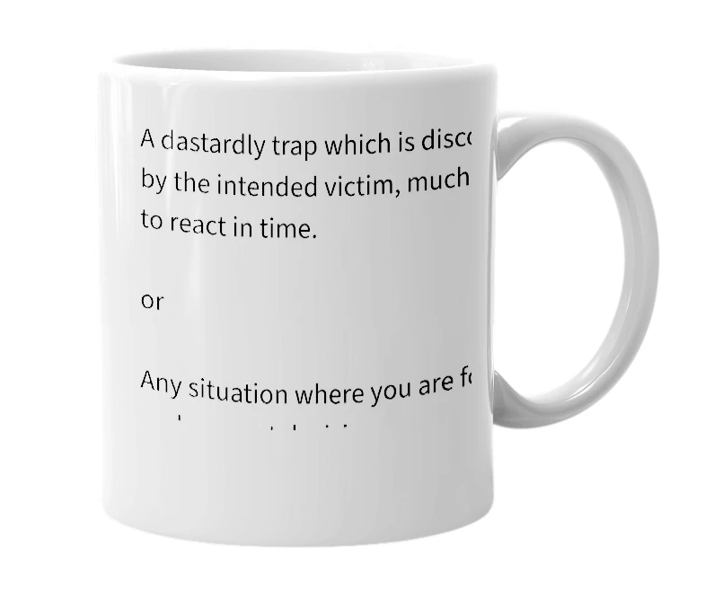White mug with the definition of 'tarp'