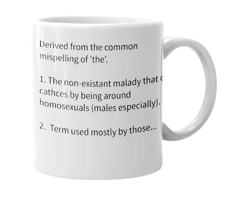White mug with the definition of 'teh gay'