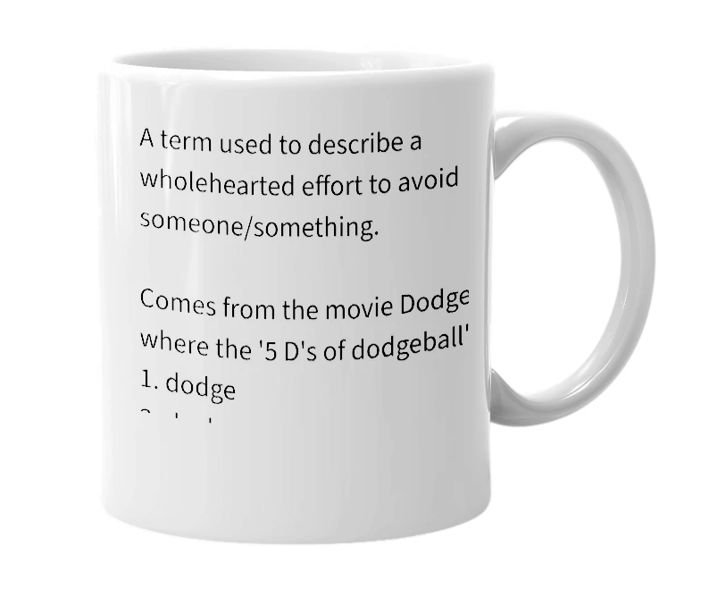 White mug with the definition of 'the 5 d's'