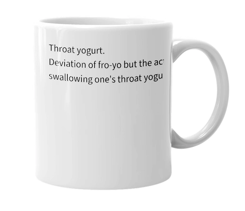 White mug with the definition of 'thro-yo'