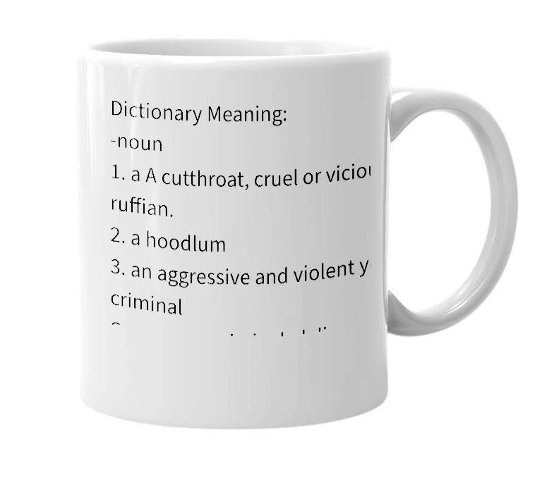 White mug with the definition of 'thug'