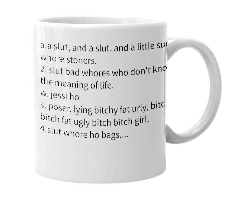 White mug with the definition of 'tiphany and jessi'