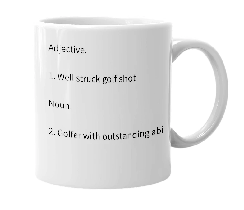 White mug with the definition of 'toury'