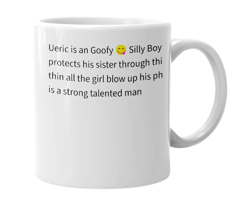 White mug with the definition of 'ueric'