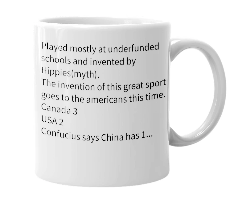 White mug with the definition of 'ultimate frisbee'
