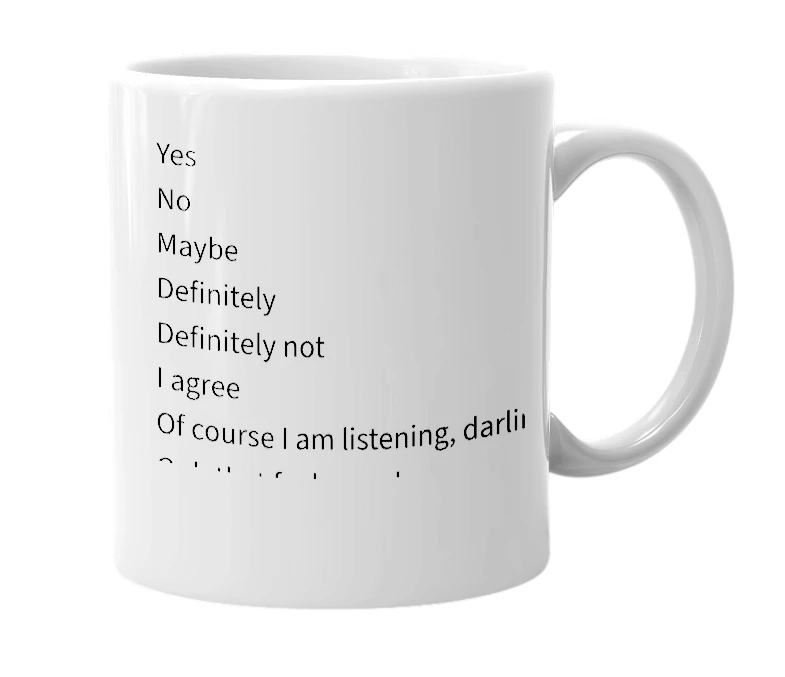 White mug with the definition of 'umm'