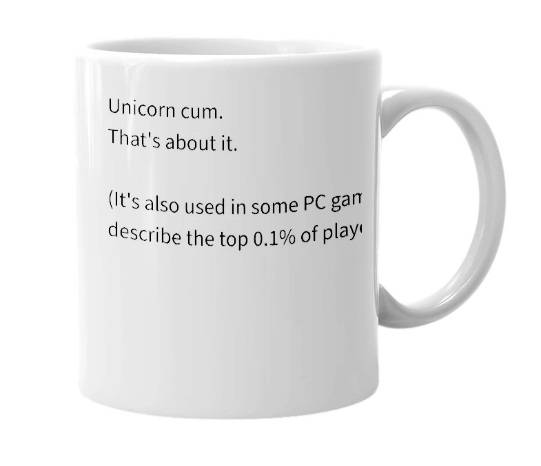 White mug with the definition of 'unicum'