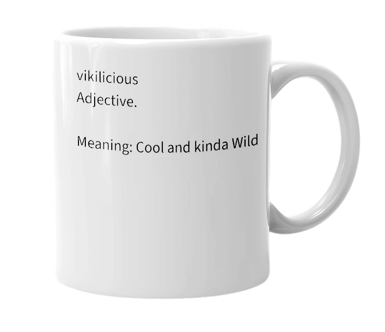 White mug with the definition of 'vicilicious'