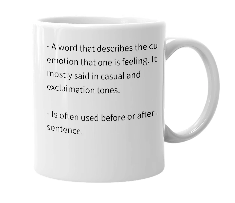 White mug with the definition of 'vwoot'