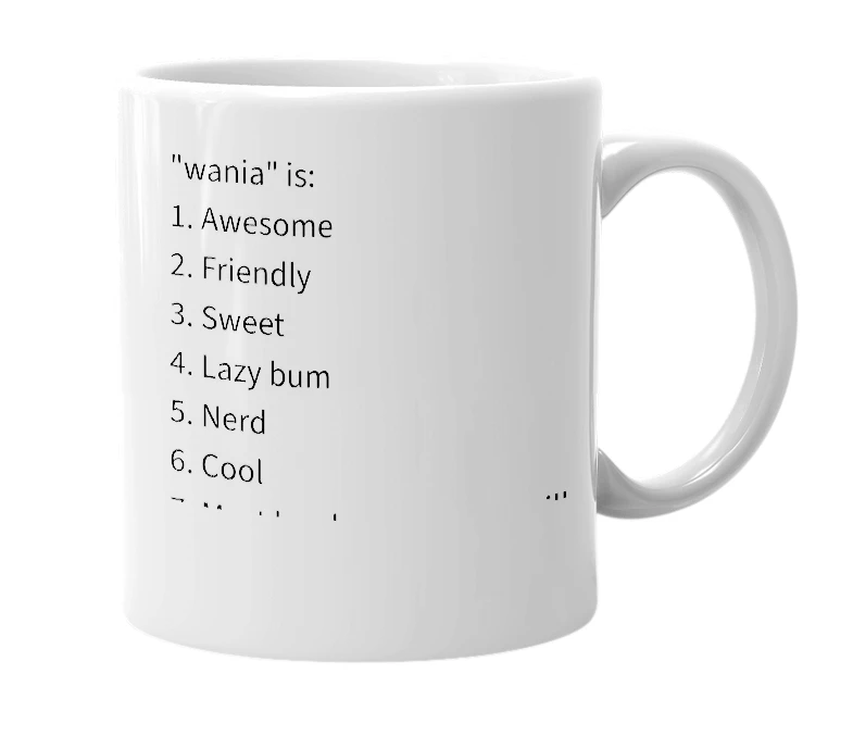 White mug with the definition of 'wania'