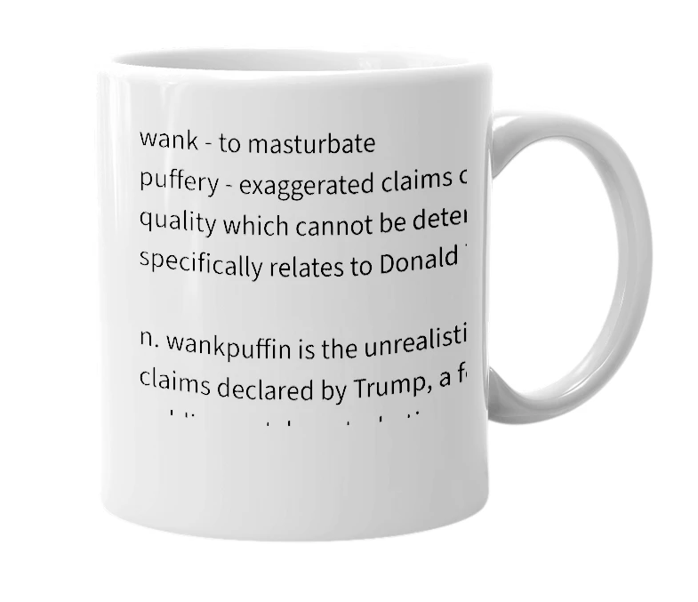 White mug with the definition of 'wankpuffin'