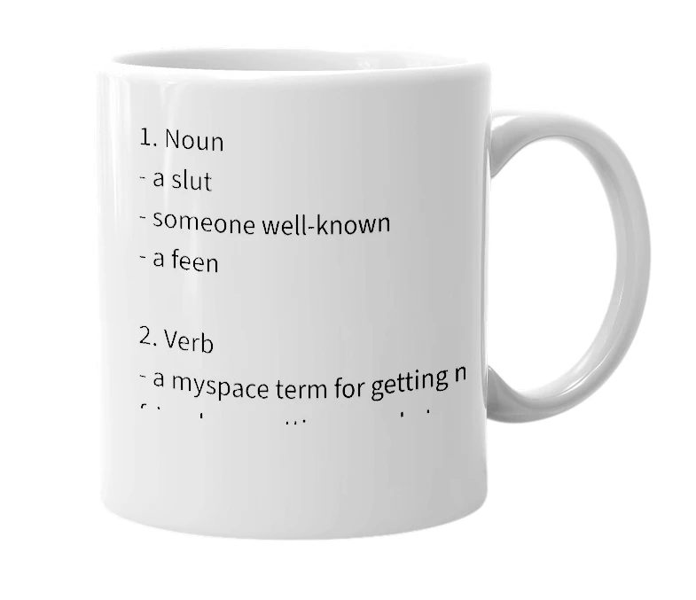 White mug with the definition of 'whore'