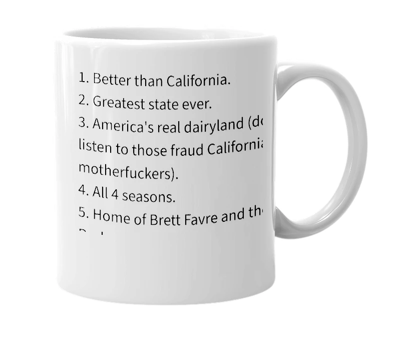 White mug with the definition of 'wisconsin'