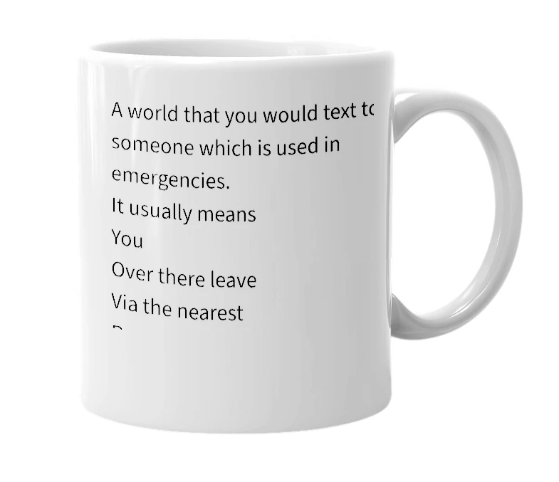 White mug with the definition of 'yovp'