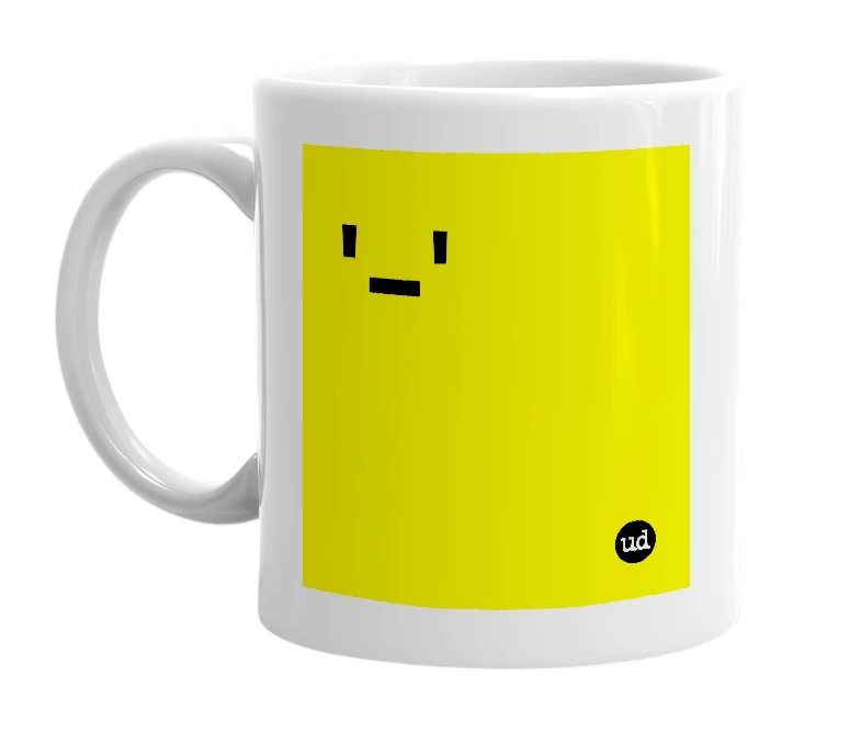 White mug with ''-'' in bold black letters