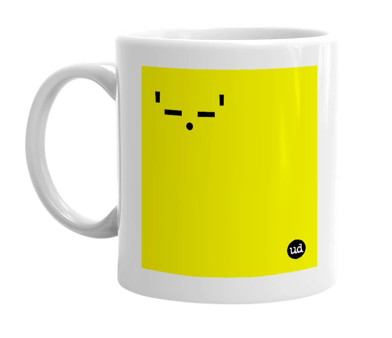 White mug with ''-.-'' in bold black letters