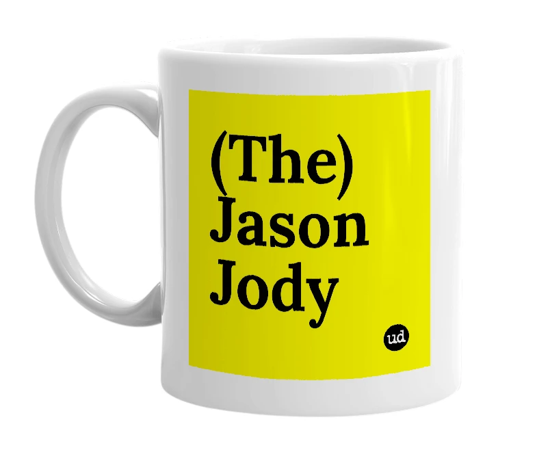 White mug with '(The) Jason Jody' in bold black letters