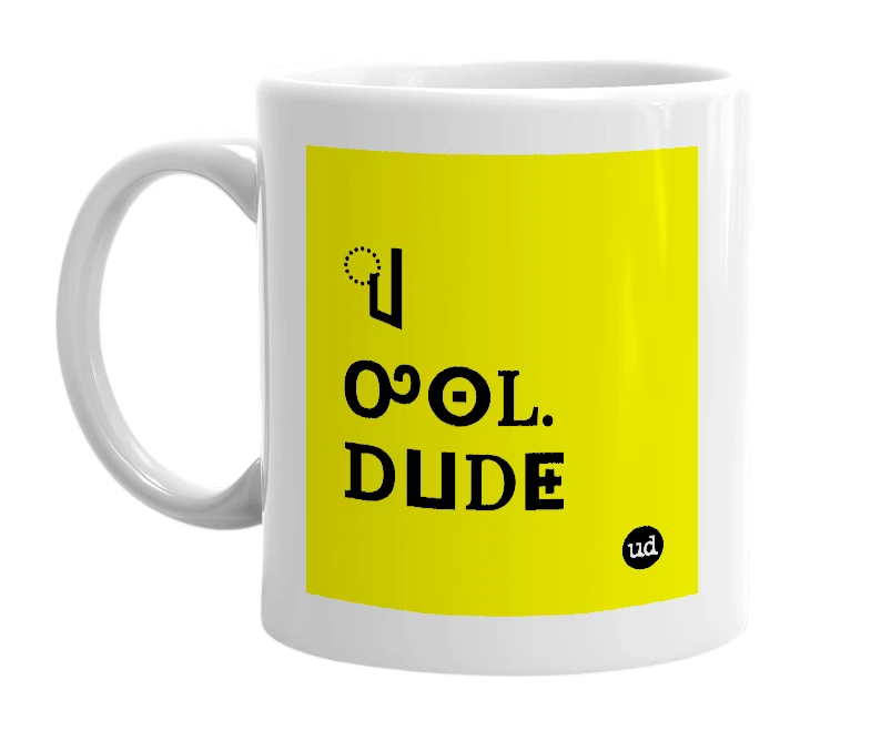 White mug with 'ျ ᎤⵙL. ᎠⵡDⵟ' in bold black letters