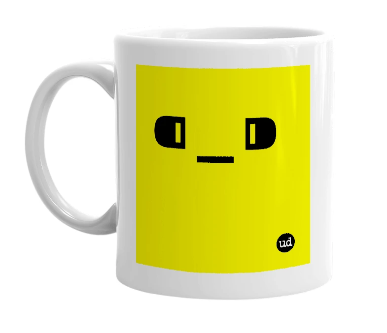 White mug with '⁌_⁍' in bold black letters