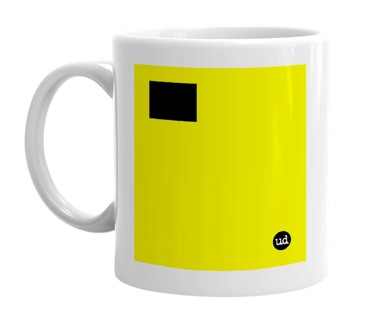 White mug with '▀' in bold black letters
