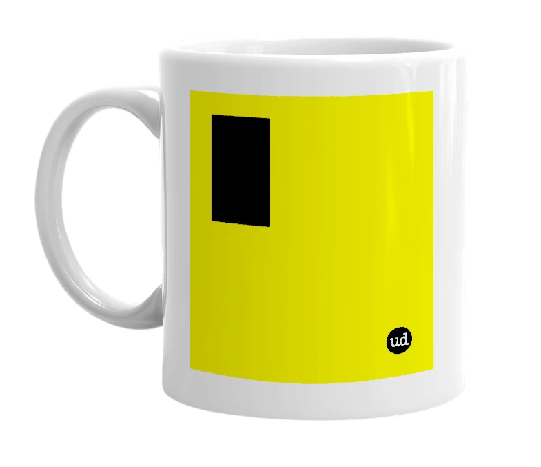 White mug with '▉' in bold black letters