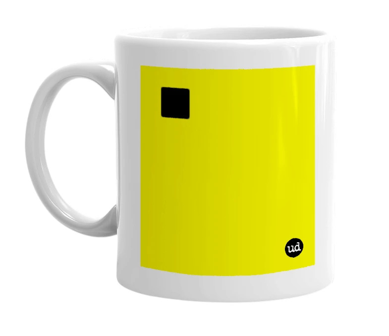 White mug with '◾️' in bold black letters
