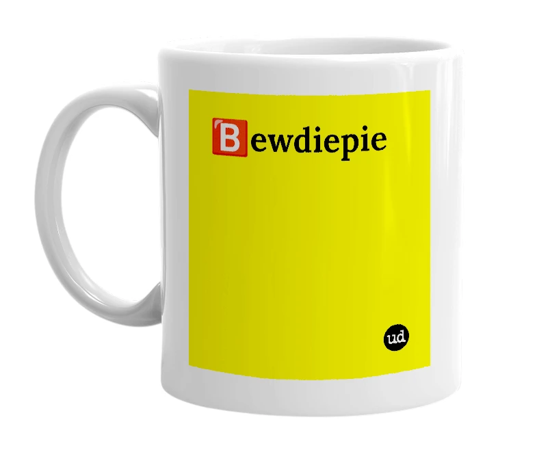 White mug with '🅱️ewdiepie' in bold black letters