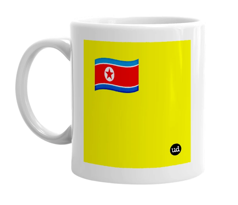 White mug with '🇰🇵' in bold black letters